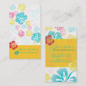 レトロはっきりした熱帯花ハイビスカス 名刺 (正面/裏面)