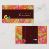 レトロはっきりした熱帯花ハイビスカス 名刺 (正面/裏面)