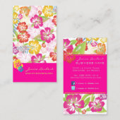 レトロはっきりした熱帯花ハイビスカス 名刺 (正面/裏面)