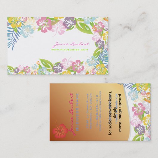 レトロはっきりした熱帯花/卵殻素材 名刺 (正面/裏面)