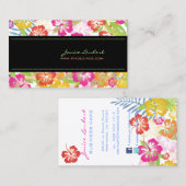 レトロはっきりした熱帯花 名刺 (正面/裏面)