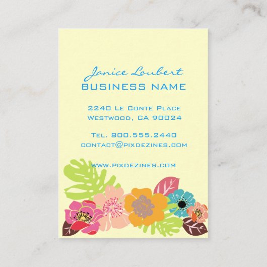 レトロはっきりした熱帯花/DIY背景 名刺 (裏面)