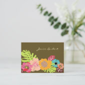 レトロはっきりした熱帯花/DIY背景 名刺 (スタンド正面)