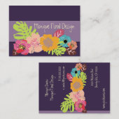 レトロはっきりした熱帯花/DIY背景 名刺 (正面/裏面)