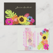 レトロはっきりした熱帯花/DIY背景 名刺 (正面/裏面)