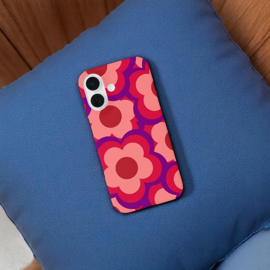 レトロはっきりした赤紫フローラお洒落名門私立校風の Case-Mate iPhoneケース