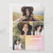 レトロはっきりした2023ホログラフィック5枚の写真の卒業 招待状 (裏面)