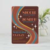 レトロはっきりした70年代レインボー・スワール結婚ズ 招待状 (スタンド正面)