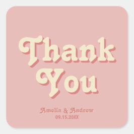 レトロはっきりしたGroovy Coral Pink 1970s結婚式の引き出物 スクエアシール