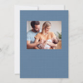 レトロはっきりしたhello cute blue photo誕生 案内状 (裏面)