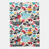 レトロはイラストレーションの航行を略奪します キッチンタオル (縦)