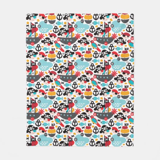 レトロはイラストレーションの航行を略奪します フリースブランケット (正面)