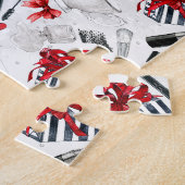 レトロはガーリーで粋なカラフルを構成します ジグソーパズル (側面)