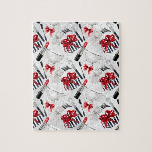 レトロはガーリーで粋なカラフルを構成します ジグソーパズル (縦)