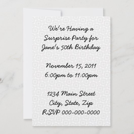 レトロはサプライズ誕生日パーティーを告げる 招待状 (裏面)