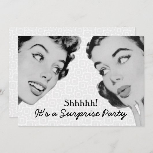 レトロはサプライズ誕生日パーティーを告げる 招待状 (正面/裏面)