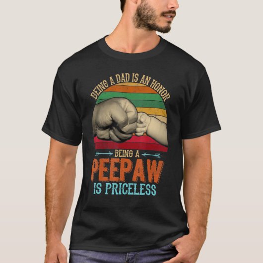 レトロはパパであり名誉はピークであるPrである Tシャツ (正面)