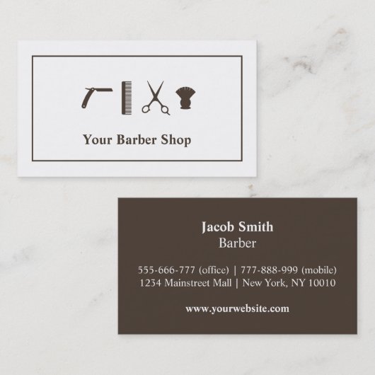 レトロはヘアカット用具の理髪店を切ります 名刺 (正面/裏面)