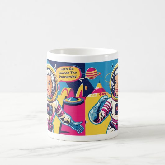 レトロは家父長制フェミニストマグを破る コーヒーマグカップ (中央)