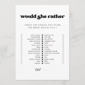 レトロは彼女はむしろブライダルシャワーのゲームカード 招待状 (正面)