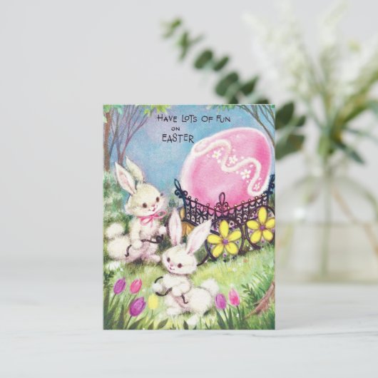 レトロは復活祭のおもしろいをたくさん持っている ポストカード (スタンド正面)