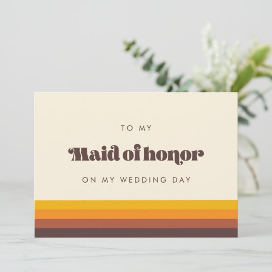 レトロは私の結婚式のデイカードのメイド・オブ・オーナー（花嫁付き添い人）に 招待状 (スタンド正面)