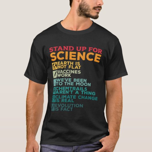 レトロは科学に立つ Tシャツ (正面)