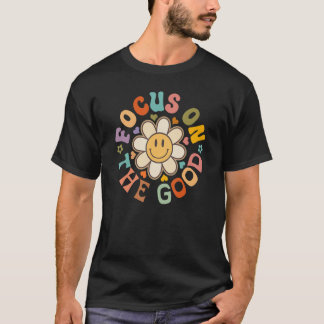 レトロは良いスマイルに焦点を当て前向きる Tシャツ