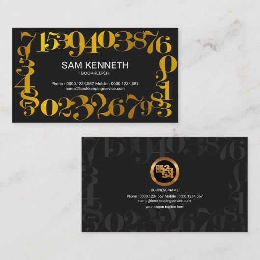 レトロは金ゴールドフレームの簿記サービスに番号を付けます 名刺 (正面/裏面)