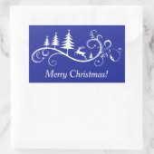 レトロは鹿と木のクリスマスを跳躍 長方形シール (バッグ)