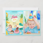 レトロは5歳の誕生日にダイビング 招待状 (正面)