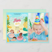 レトロは5歳の誕生日にダイビング 招待状 (正面/裏面)