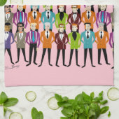 レトロはTタオルに合う – ピンク キッチンタオル (折り畳み)