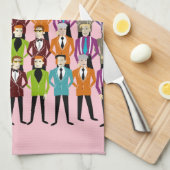 レトロはTタオルに合う – ピンク キッチンタオル (四つ折り)