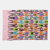 レトロはTタオルに合う – ピンク キッチンタオル (横)