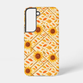 レトロひまわりと田舎家水彩画 SAMSUNG GALAXY S22ケース