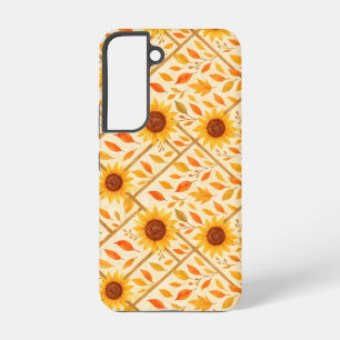 レトロひまわりと田舎家水彩画 SAMSUNG GALAXY S22ケース