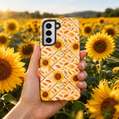 レトロひまわりと田舎家水彩画  SAMSUNG GALAXYケース