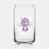 レトロひまわりキャラクター引用ピンク ガラス缶 (正面)