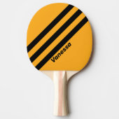 レトロひまわりバストライプズ三つの名前 卓球ラケット (正面)