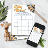 レトロひまわり赤ちゃんシャワーギフトビンゴゲーム 招待状