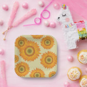 レトロひまわり ペーパープレート (パーティー)