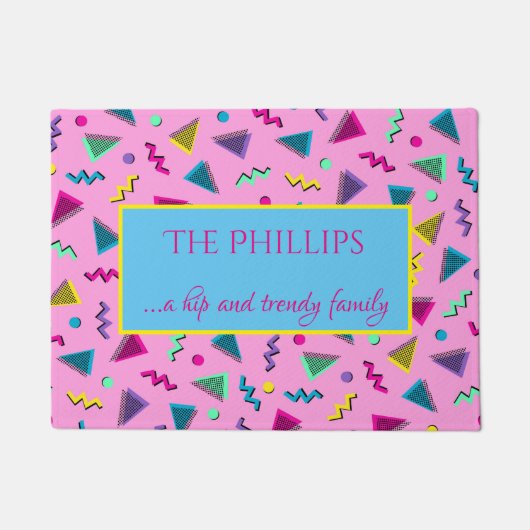 レトロへようこそ1980s明るくカラフル ドアマット (正面)