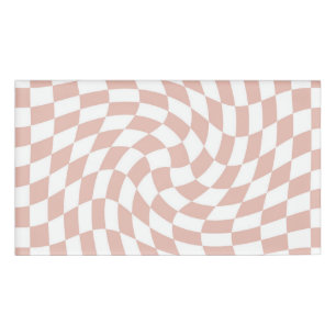 レトロほこりっぽいバラサンドピンクチェッ市松模様にク 名札