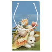 レトロまたはヴィンテージのイースターのウサギ スモールペーパーバッグ (裏面)