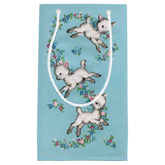 レトロまたはヴィンテージのイースター子ヒツジ スモールペーパーバッグ (正面)