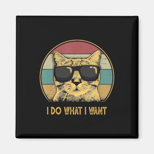 レトロやりたいことをするおもしろい猫好き マグネット (正面)