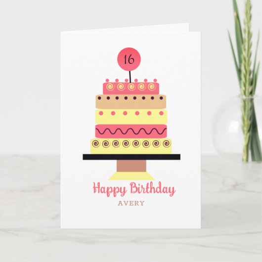 レトロゆみトールケーキオリジナルアート誕生日カード カード (正面)