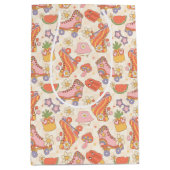 レトロよくはしゃぐサマーローラスケートで滑るおもしろい ミディアムペーパーバッグ (正面)