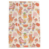 レトロよくはしゃぐサマーローラスケートで滑るおもしろい ミディアムペーパーバッグ (裏面)